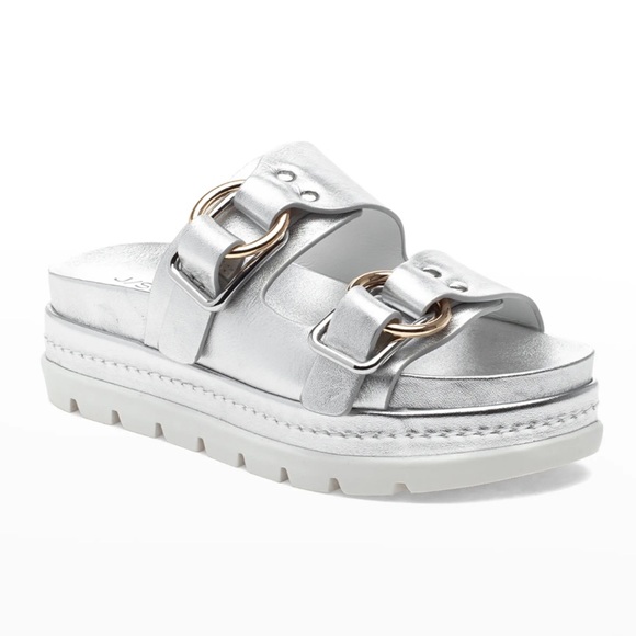 J/SLIDES Shoes - NWT J/SLIDES BAHA Silver Sandal